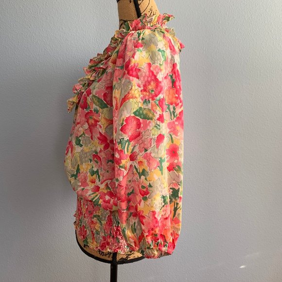 Rare Vintage Ann Pakradooni Floral Smocked Blouse - Picture 7 of 8